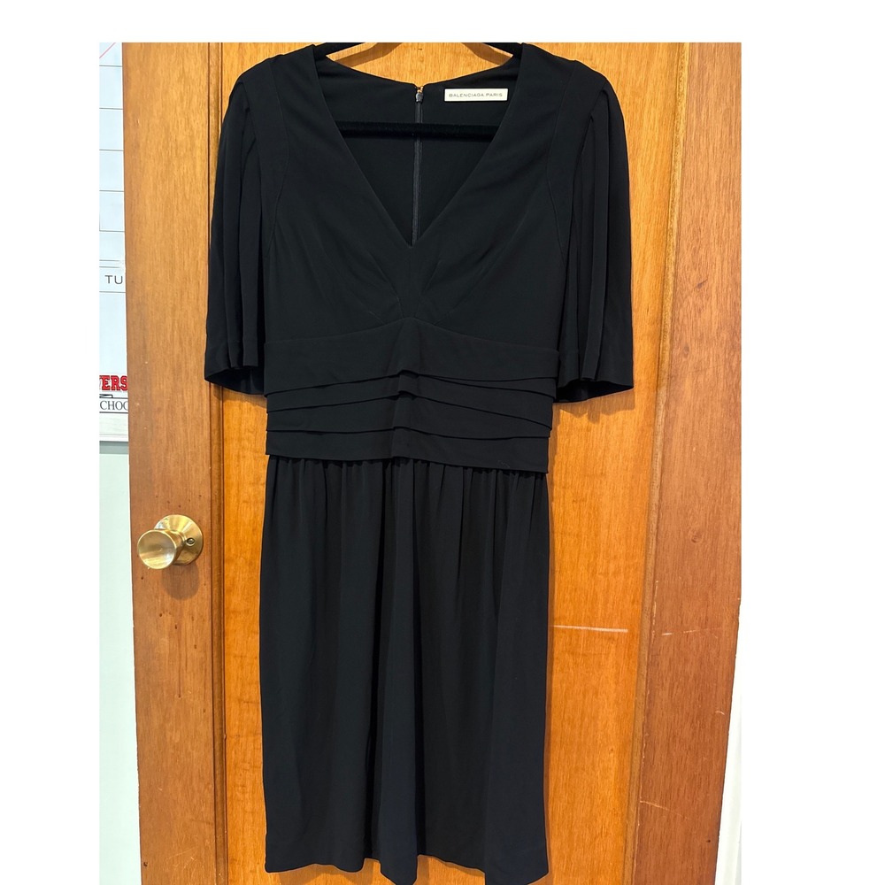 Balenciaga dress womens 36 FR Small US black short sleeve formal mini quiet lux